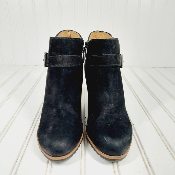 Caslon Addison Suede Almond Toe Wedge Buckle Ankle Booties D443 - Picture 3 of 12